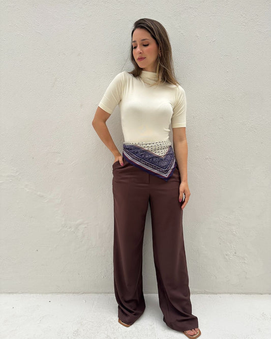 Calça Alfaiataria Wide Leg Cacau