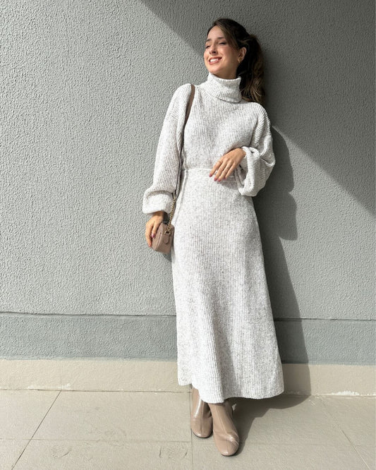 Conjunto Tricô Mescla Areia Orquídea