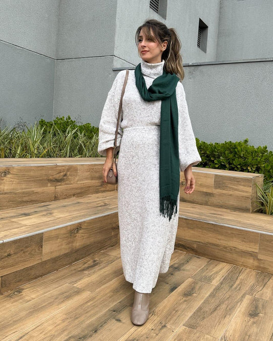 Conjunto Tricô Mescla Areia Orquídea