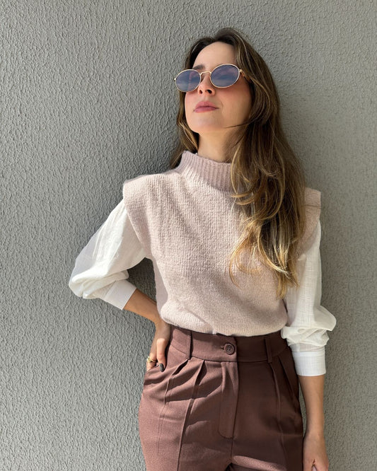 Colete Tricot ombros destacados Muscle rosé Avelã