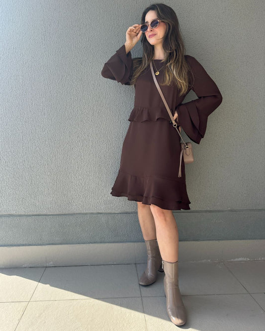 Vestido Marrom Boho Café