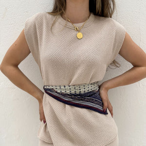 Conjunto de Calça Reta e Colete com Manga Japonesa Graviola