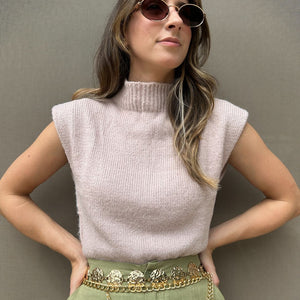 Colete Tricot ombros destacados Muscle rosé Avelã