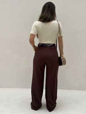 Calça Alfaiataria Wide Leg Cacau