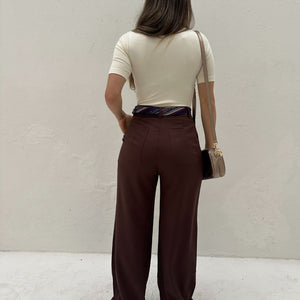 Calça Alfaiataria Wide Leg Cacau