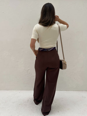 Calça Alfaiataria Wide Leg Cacau