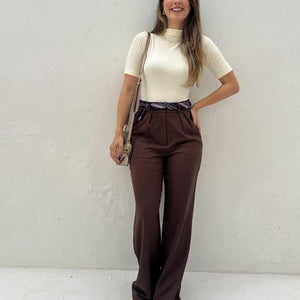 Calça Alfaiataria Wide Leg Cacau