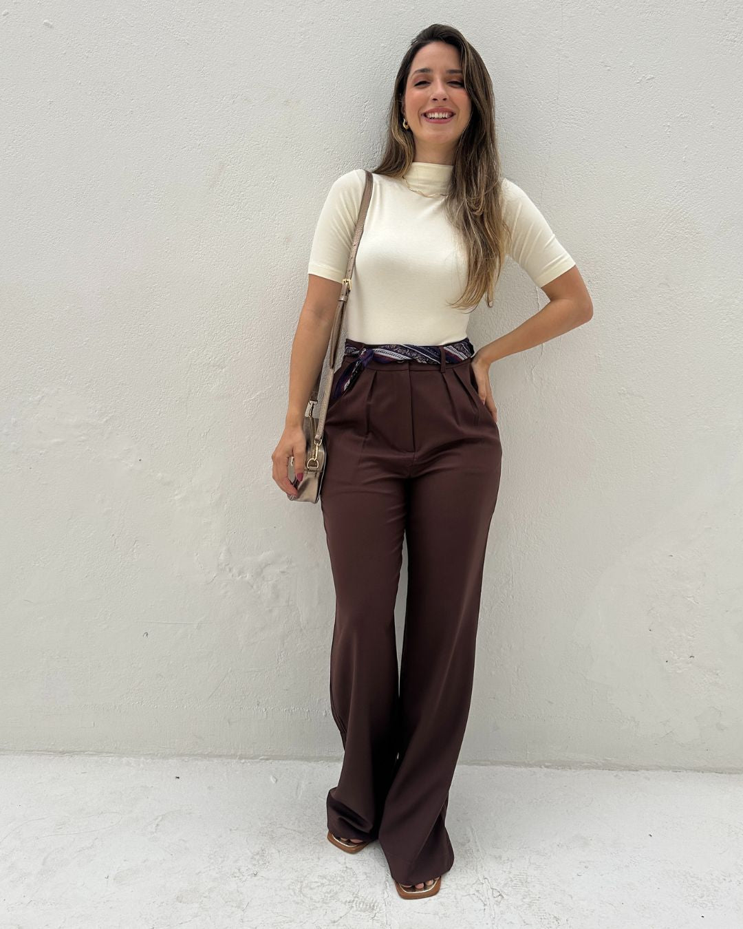 Calça Alfaiataria Wide Leg Cacau