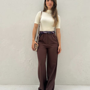 Calça Alfaiataria Wide Leg Cacau