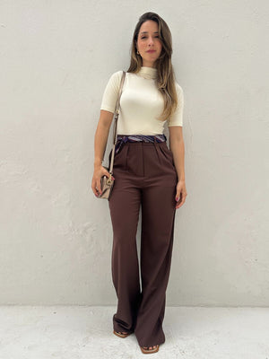 Calça Alfaiataria Wide Leg Cacau