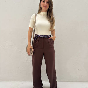 Calça Alfaiataria Wide Leg Cacau