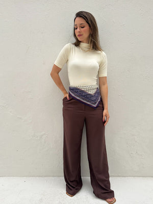 Calça Alfaiataria Wide Leg Cacau