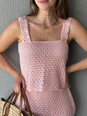 Conjunto Tricô de Blusa e Saia Peplum Tricô Tulipa