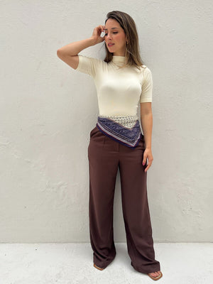 Calça Alfaiataria Wide Leg Cacau