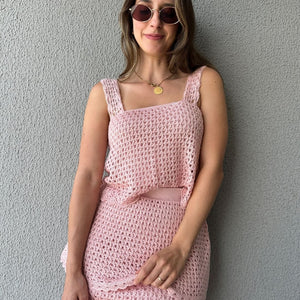 Conjunto Tricô de Blusa e Saia Peplum Tricô Tulipa