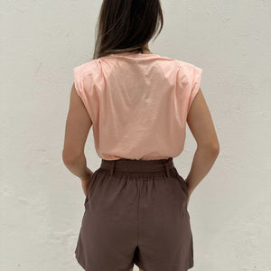 Short Alfaiataria Marrom com Faixa Gengibre