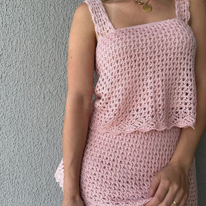 Conjunto Tricô de Blusa e Saia Peplum Tricô Tulipa