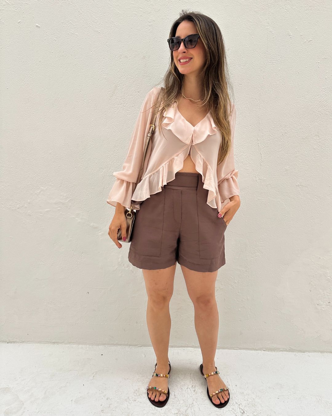 Short Alfaiataria Marrom com Faixa Gengibre