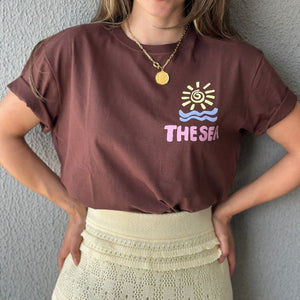 T-shirt 100% Algodão com Estampa Frente e Costas Marrom Cajá