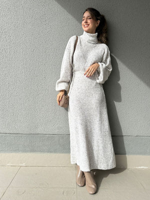 Conjunto Tricô Mescla Areia Orquídea
