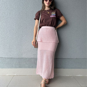 T-shirt 100% Algodão com Estampa Frente e Costas Marrom Cajá