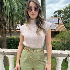 Colete Tricot ombros destacados Muscle rosé Avelã