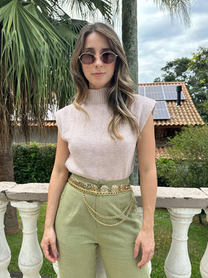 Colete Tricot ombros destacados Muscle rosé Avelã