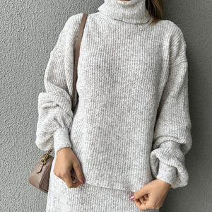 Conjunto Tricô Mescla Areia Orquídea