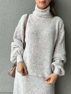 Conjunto Tricô Mescla Areia Orquídea