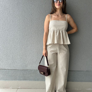 Blusa Peplum Vichy Amêndoa