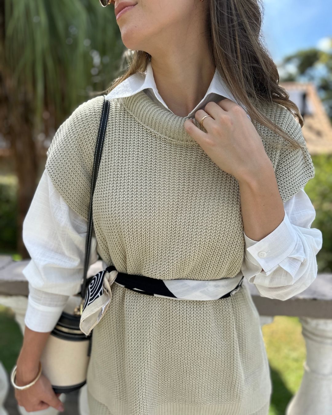 Conjunto Calça e Colete Crú Lavanda