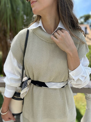 Conjunto Calça e Colete Crú Lavanda