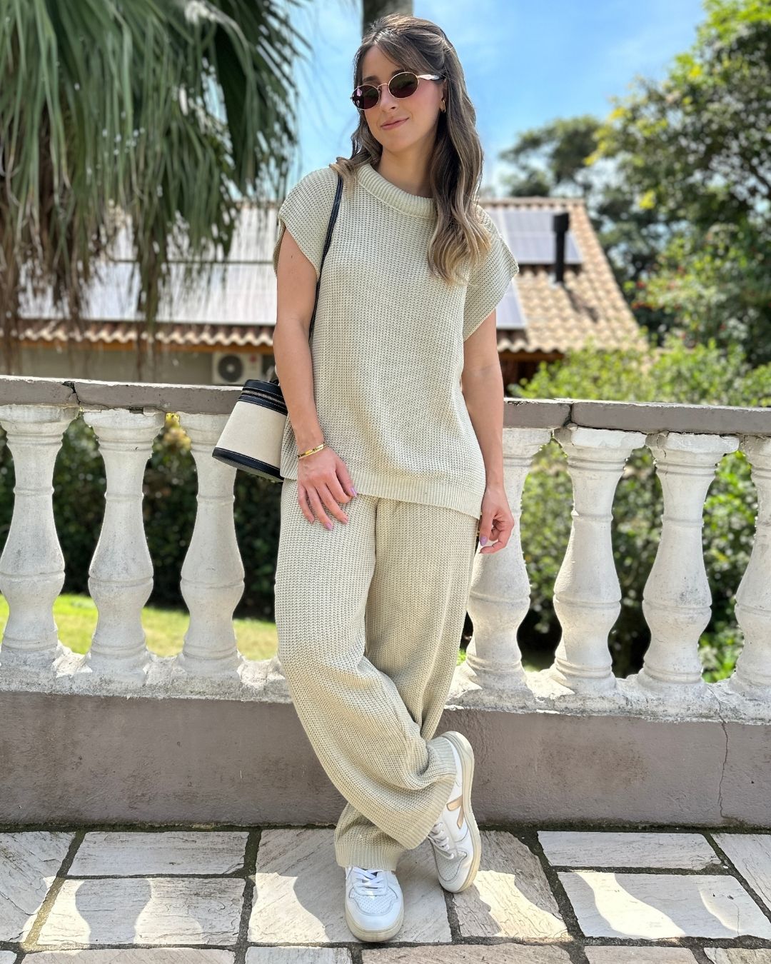Conjunto Calça e Colete Crú Lavanda