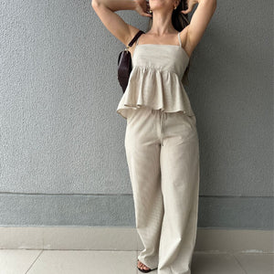 Blusa Peplum Vichy Amêndoa