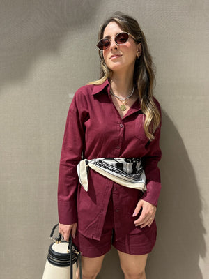 Conjunto de Algodão Short e Camisa Marsala Jambo