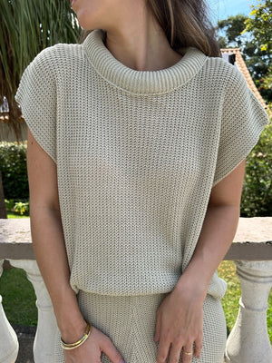 Conjunto Calça e Colete Crú Lavanda