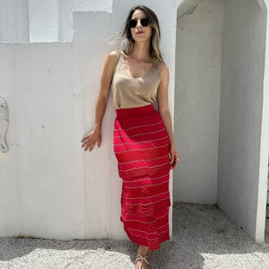 Regata  cropped  com decote V luréx dourado Avelã