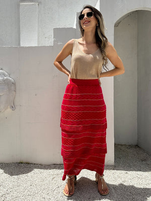 Regata  cropped  com decote V luréx dourado Avelã