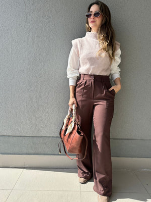 Colete Tricot ombros destacados Muscle rosé Avelã