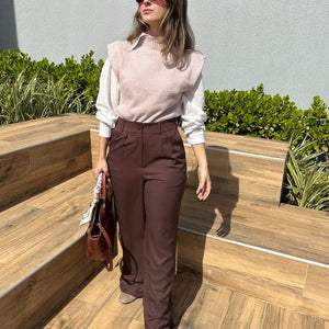 Colete Tricot ombros destacados Muscle rosé Avelã