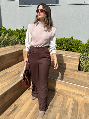 Colete Tricot ombros destacados Muscle rosé Avelã