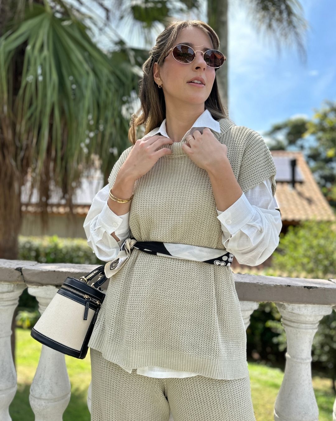 Conjunto Calça e Colete Crú Lavanda