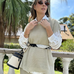 Conjunto Calça e Colete Crú Lavanda