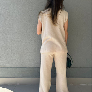 Conjunto de Calça Reta e Colete com Manga Japonesa Graviola