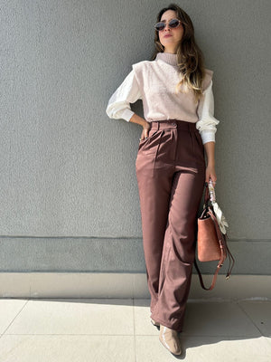 Colete Tricot ombros destacados Muscle rosé Avelã