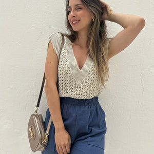 Short Solto com Elástico na Cintura e Bolso Azul Cobalto Guaraná