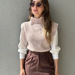 Colete Tricot ombros destacados Muscle rosé Avelã