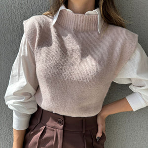 Colete Tricot ombros destacados Muscle rosé Avelã