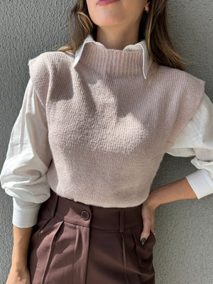 Colete Tricot ombros destacados Muscle rosé Avelã