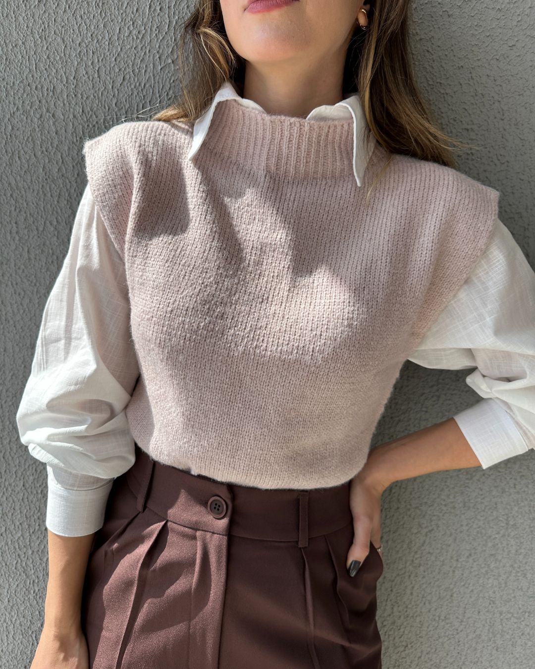 Colete Tricot ombros destacados Muscle rosé Avelã